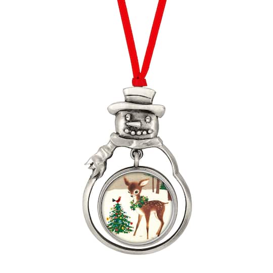 JFK Half Dollar Snowman Ornament With Colorized Reindeer Coin